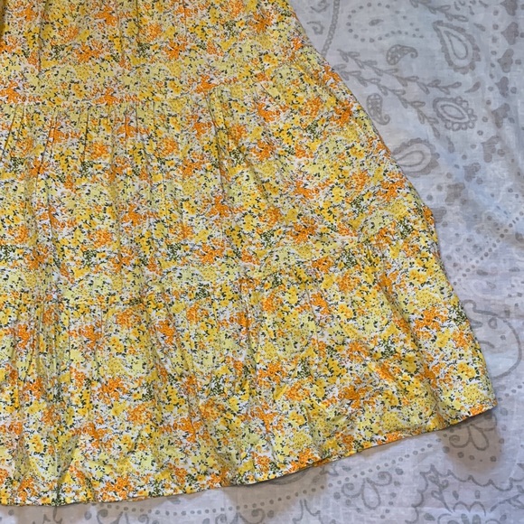 NWT ASOS Influence Floral Tiered Smock Dress Yellow Sz 10 - Picture 3 of 10